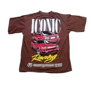 Iconic Racing Brown Men's Graphic T Shirt Size Small Crew Neck